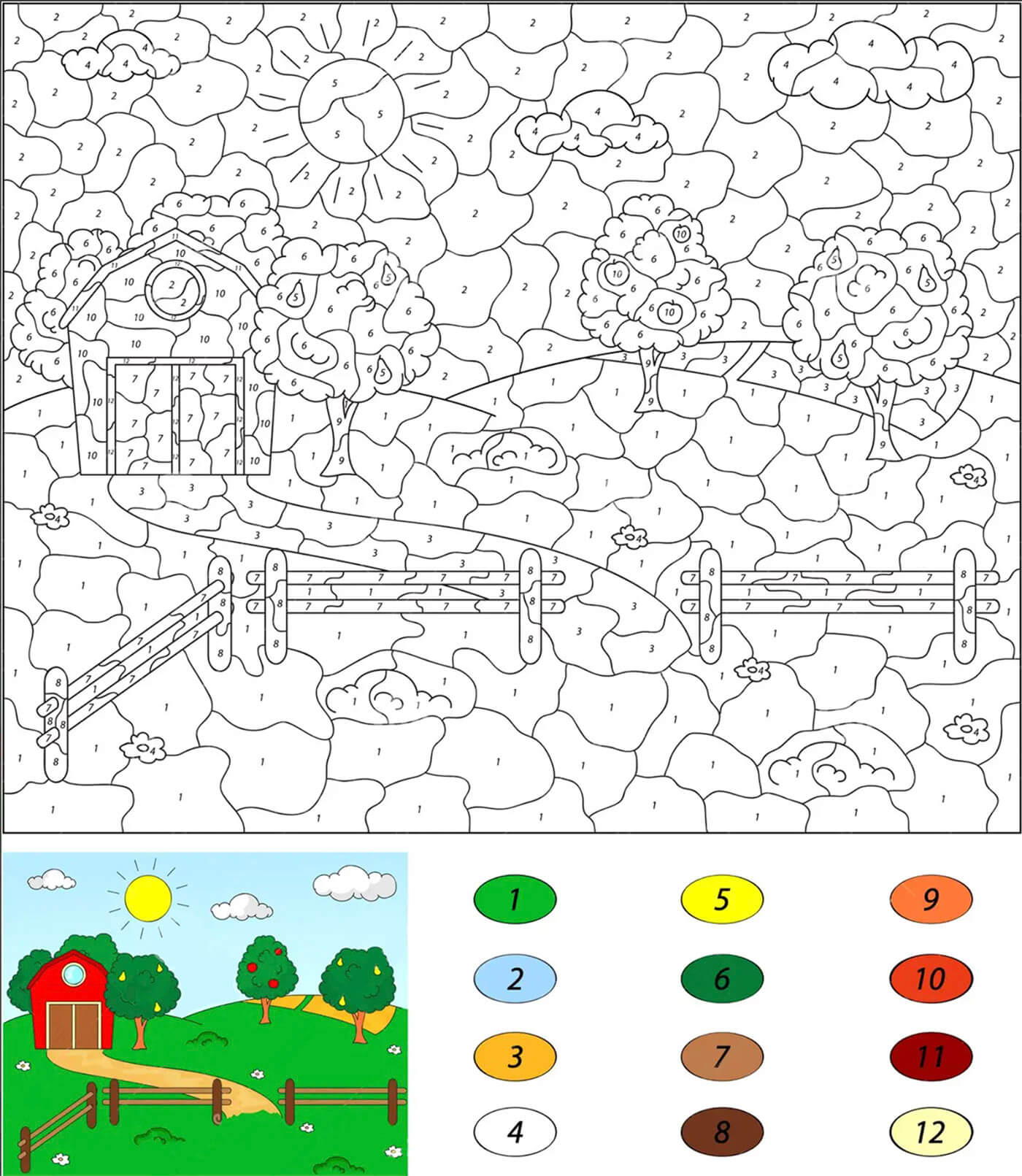 Hill Lanscape Color by Number