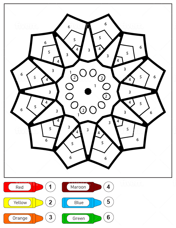Mandala Color by Number - sheet 15
