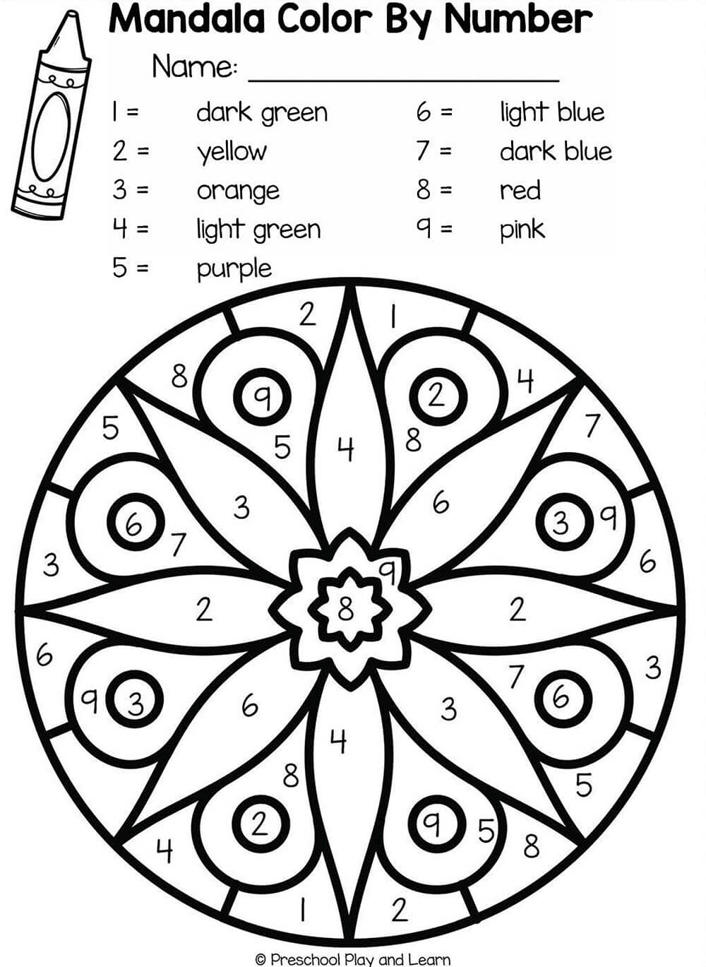 Mandala Color by Number - sheet 9