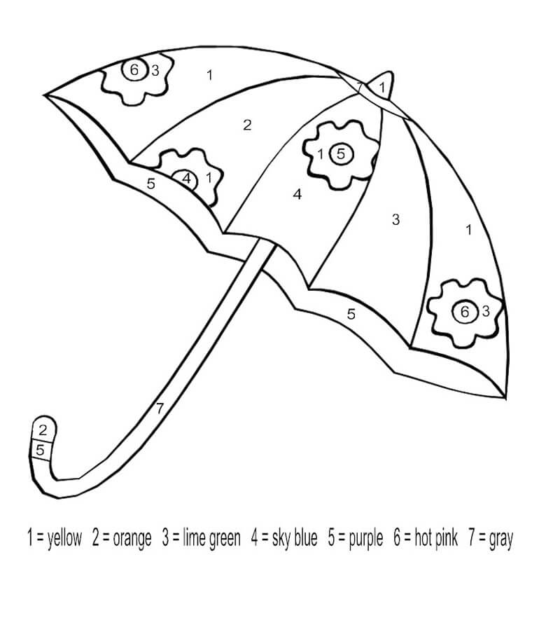 Nice Umbrella Color by Number