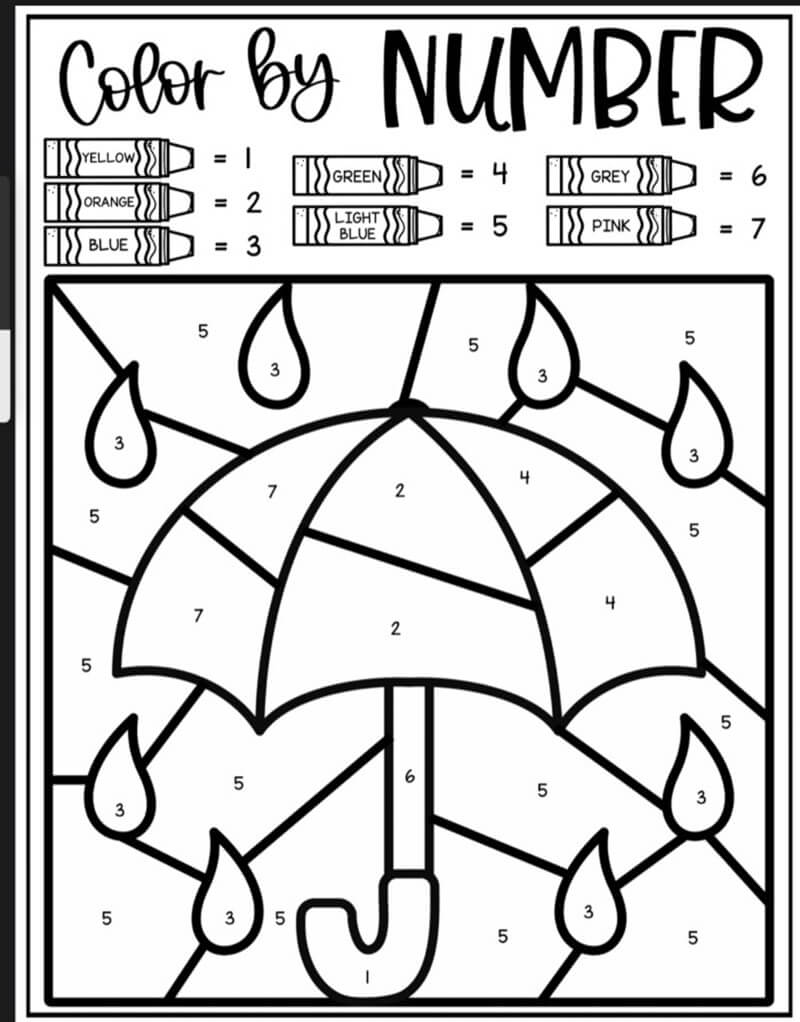 Simple Umbrella Color by Number