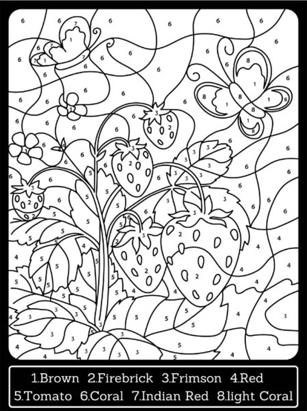 Strawberry Coloring by Number
