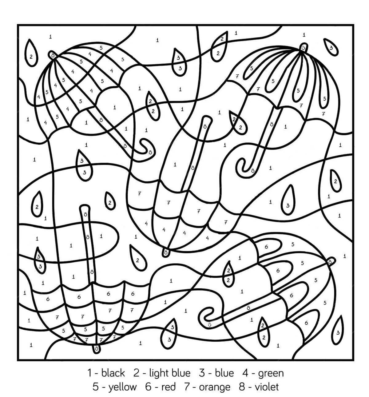 Two Umbrellas Color by Numbers