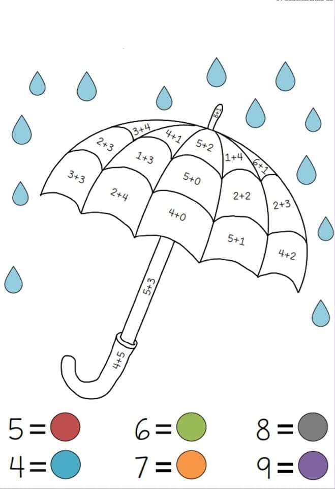 Umbrella Color By Number Math