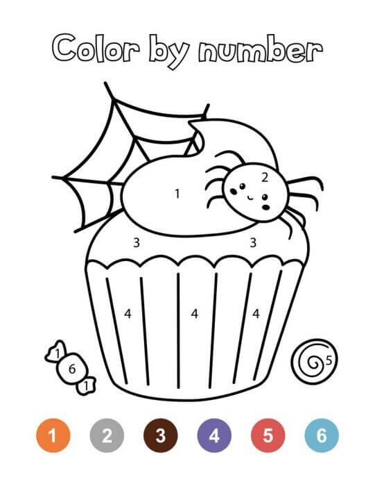 Cake Spider Halloween Color By Number
