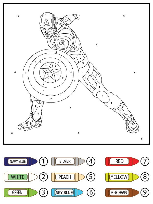 Captain American Color by Number