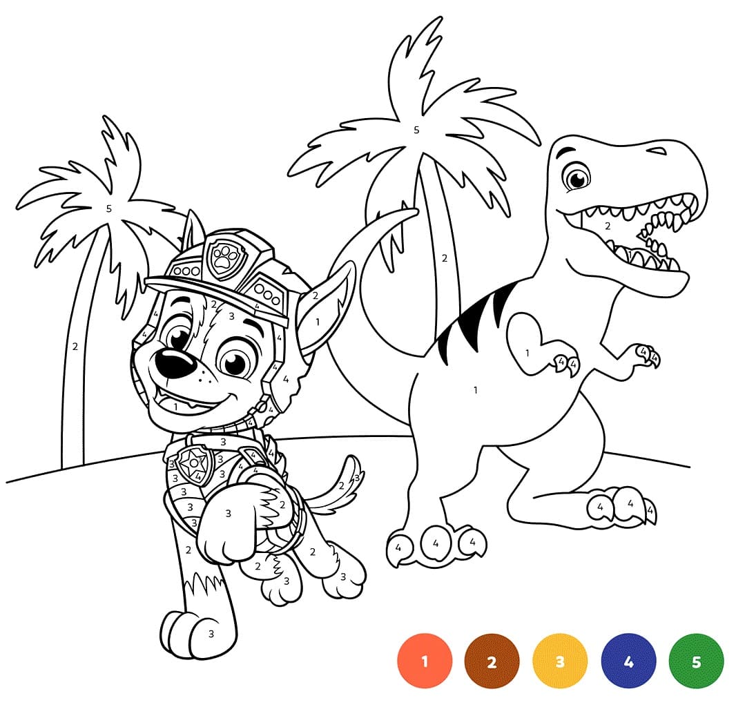 Cute Paw Patrol Color By Number