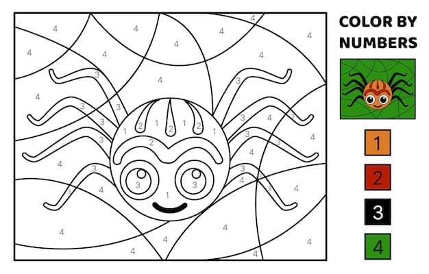 Cute Spider Color By Number