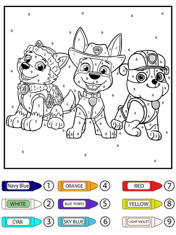 Fun Team Paw Patrol Color By Number
