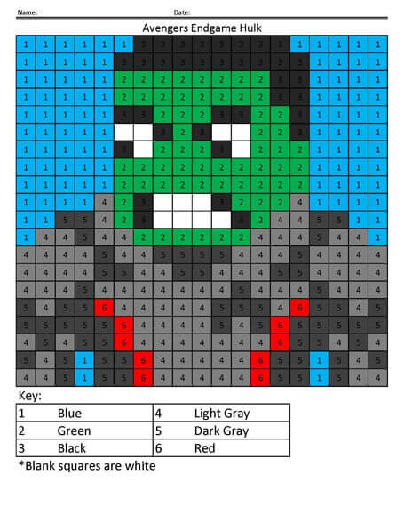 Hulk Color By Number