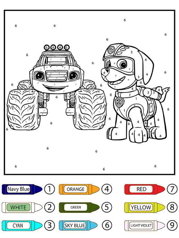 Marshall And Cartoon Car Color By Number