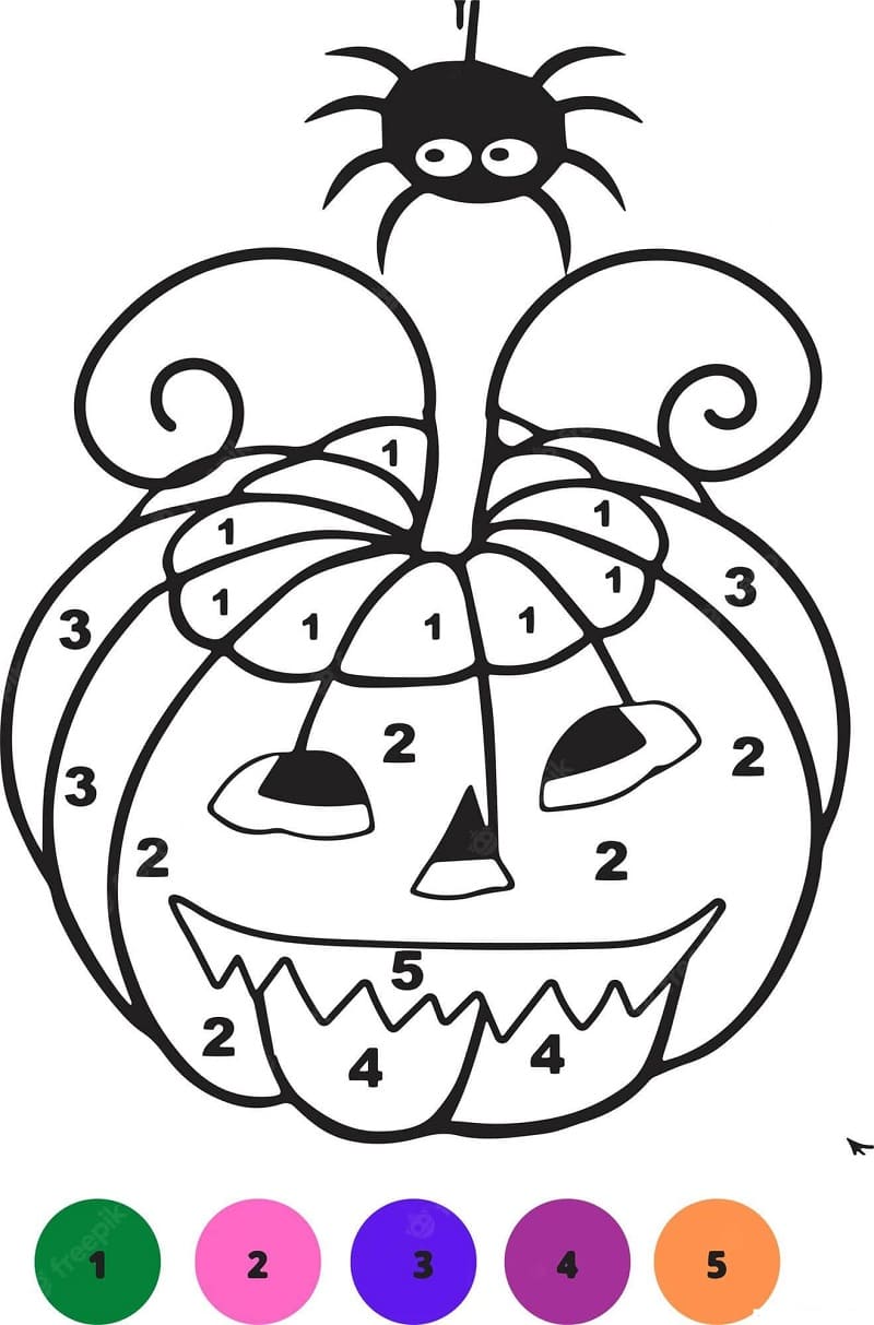 Spider and Pumpkin Color By Number