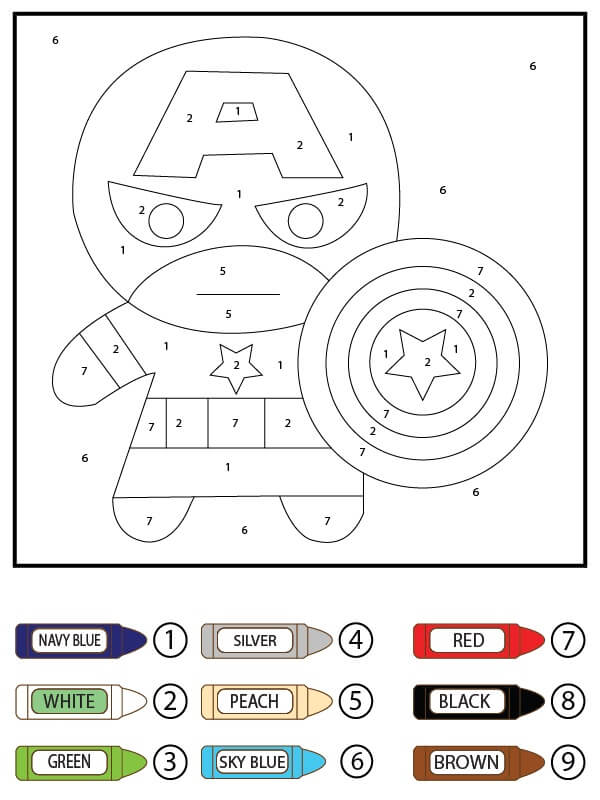 Baby Captain America Color By Number