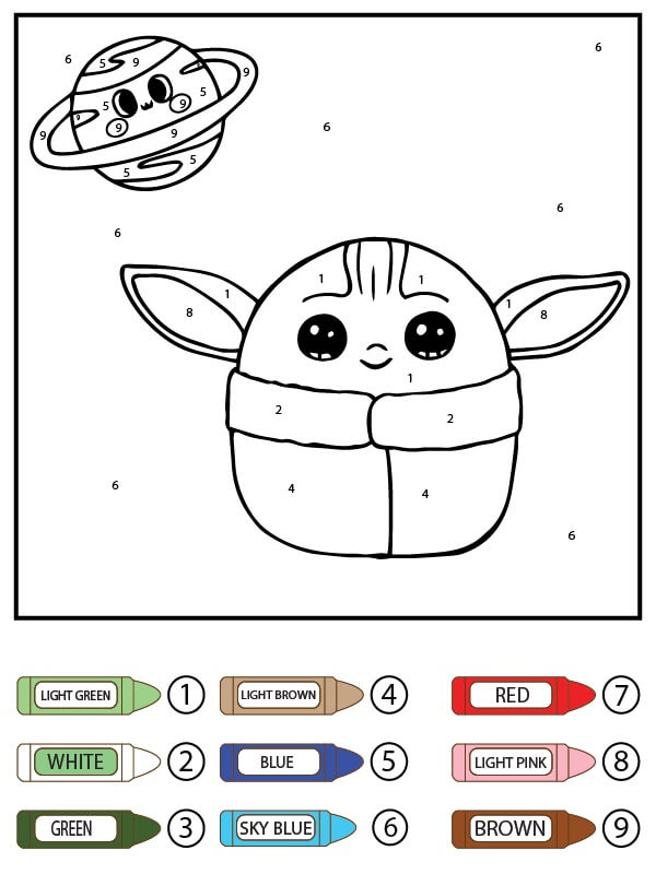 Baby Yoda With Earth Color By Number