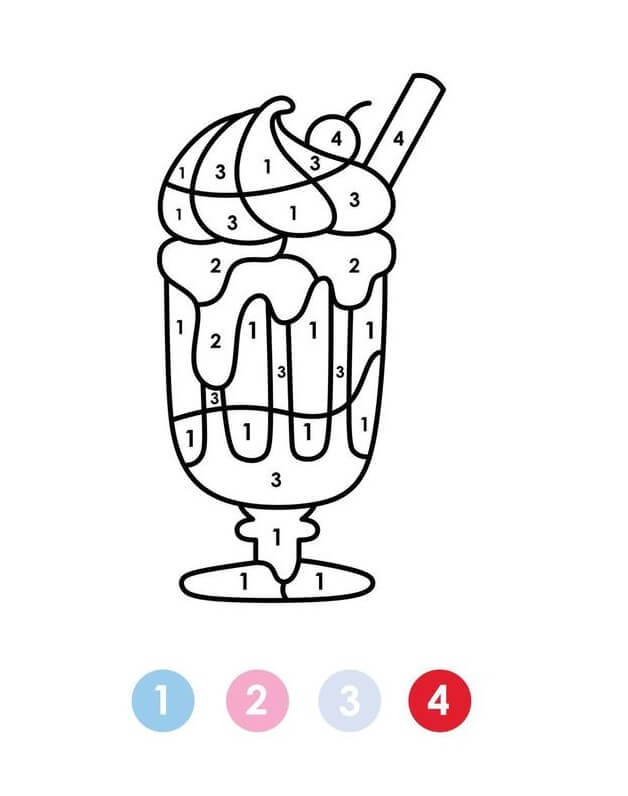 Basic Ice Cream Cup Color By Number