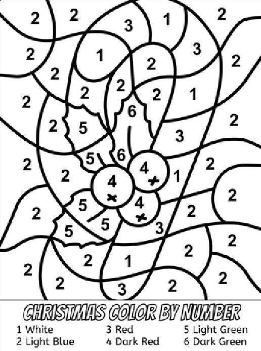 Christmas Candy Cane Color By Number
