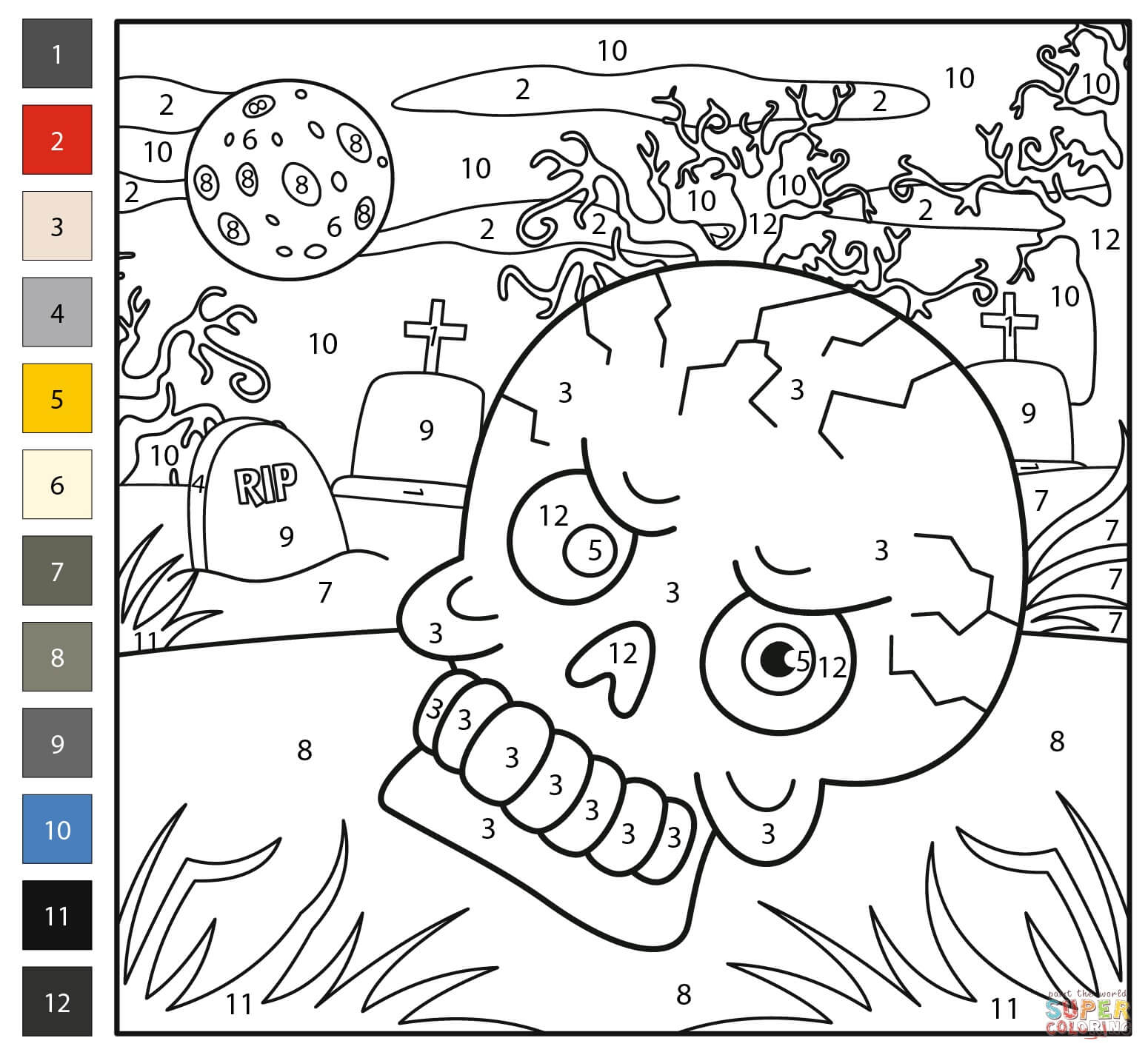 Evil Sugar Skull Color By Number