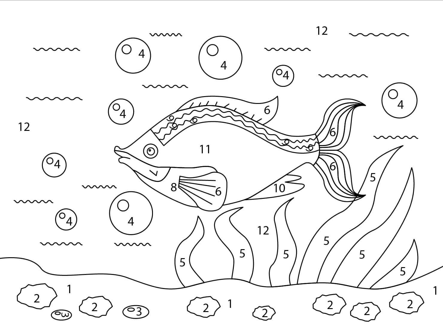 Rainbow Fish Color By Number