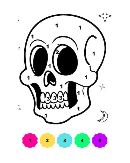 Funny Sugar Skull Color By NUmber