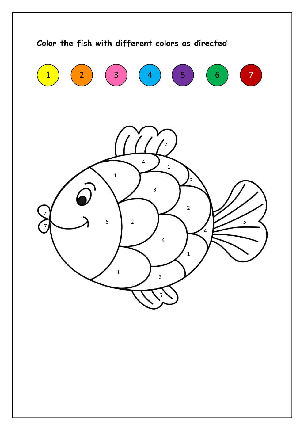 Happy Rainbow Fish Color By Number