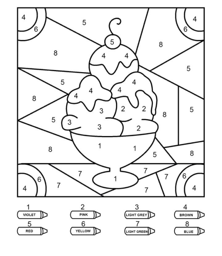 Ice Cream Cup Color By Number