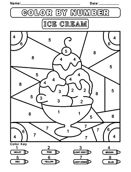 Ice Cream With Cherry Color By Number