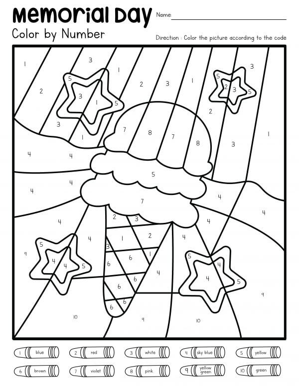 Ice Cream With Stars Color By Number
