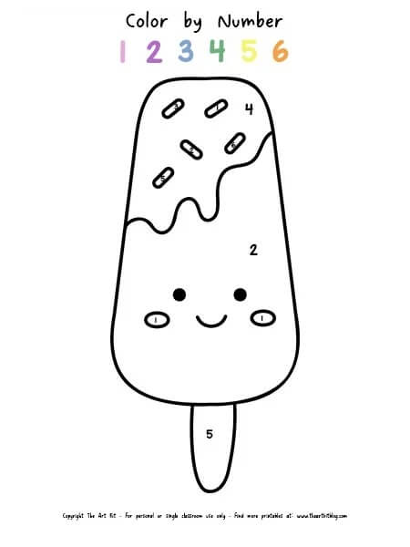 Ice Cream with Sprinkles Color By Number