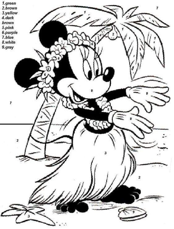 Minnie Mouse Dancing Color By Number