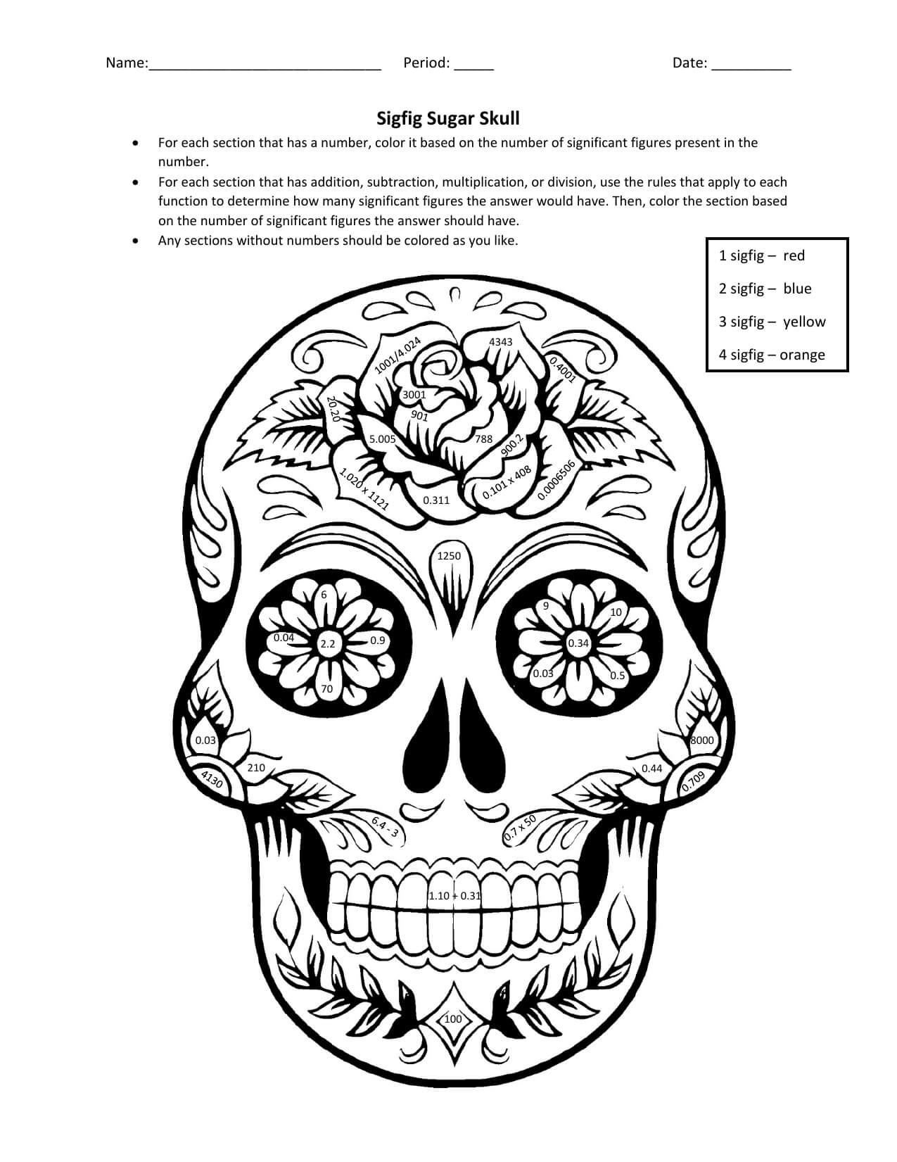 Sugar Skull Color By Number