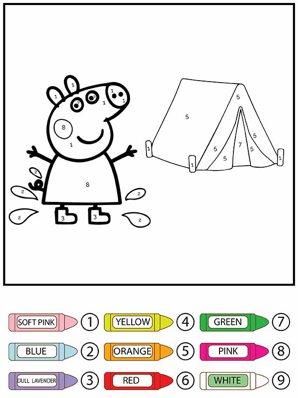 Peppa PIg Camping Color By Number