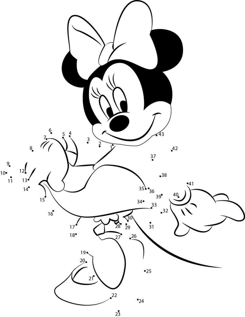 Smiling Minnie Mouse Color By Number