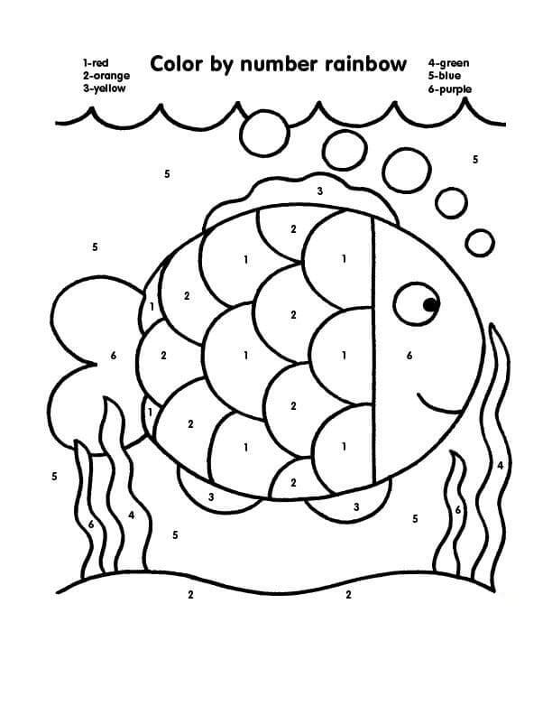 Smiling Rainbow Fish Color By Number