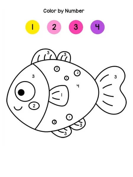 Sweet Rainbow Fish Color By Number