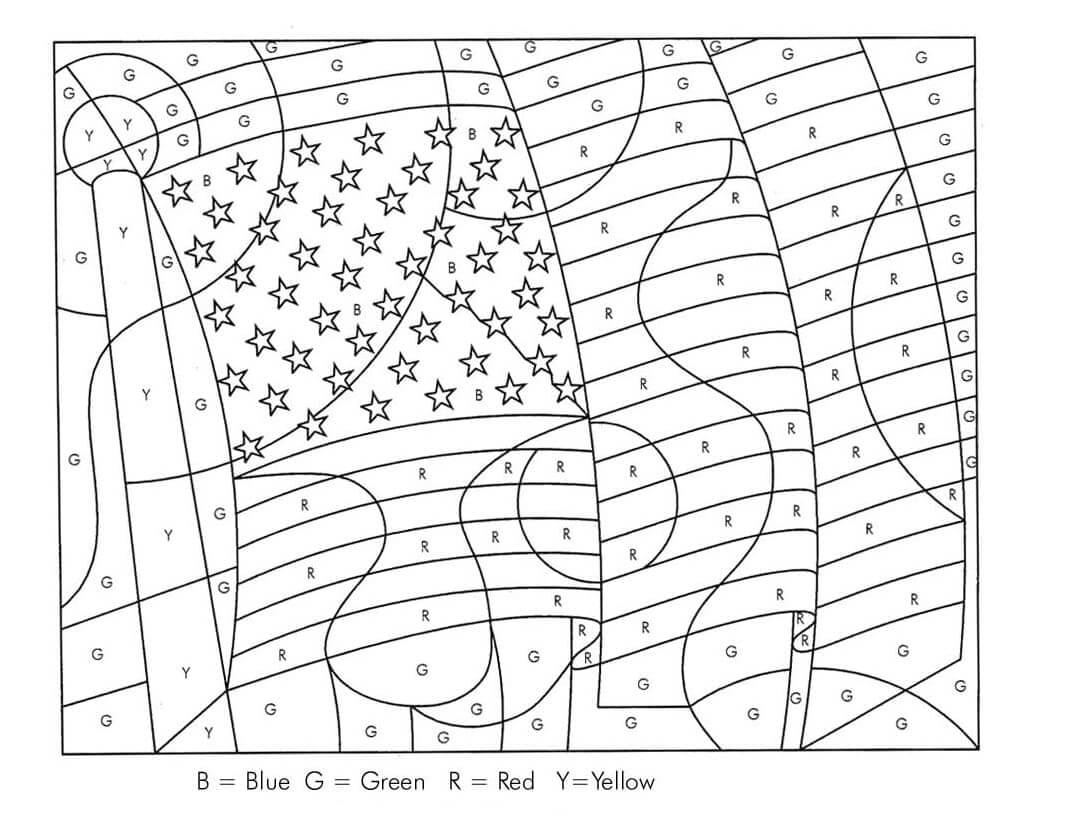 American Flag  Color By Number