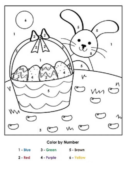 Awesome Easter Basket Color By Number