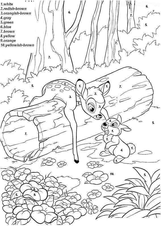 Bambi With Rabbit In Frozen Color By Number