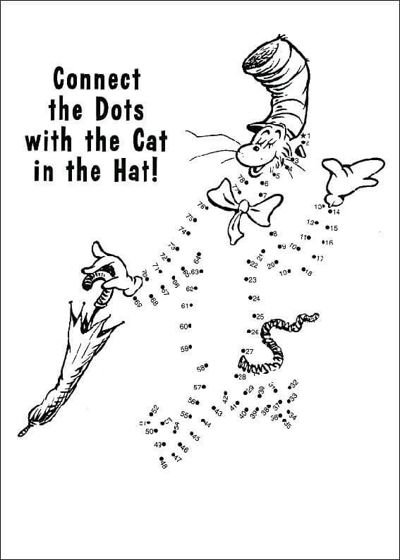 Cat In The Hat Holding Umbrella Color By Number