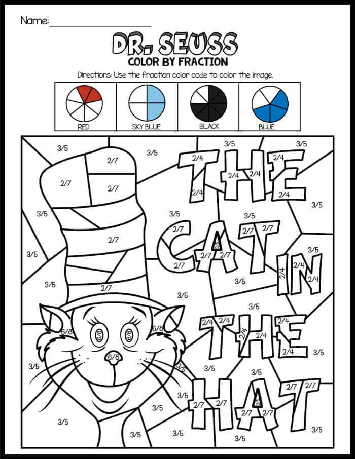 Fun Cat In The Hat Color By Number