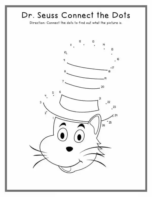 Head Of Cat In The Hat Color By Number