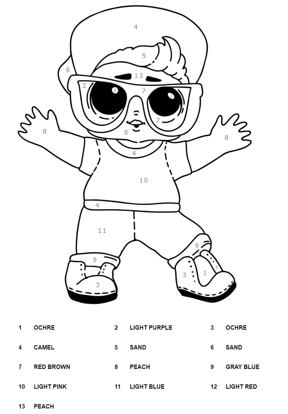 LOL Surprise Wearing Glasses Color By Number