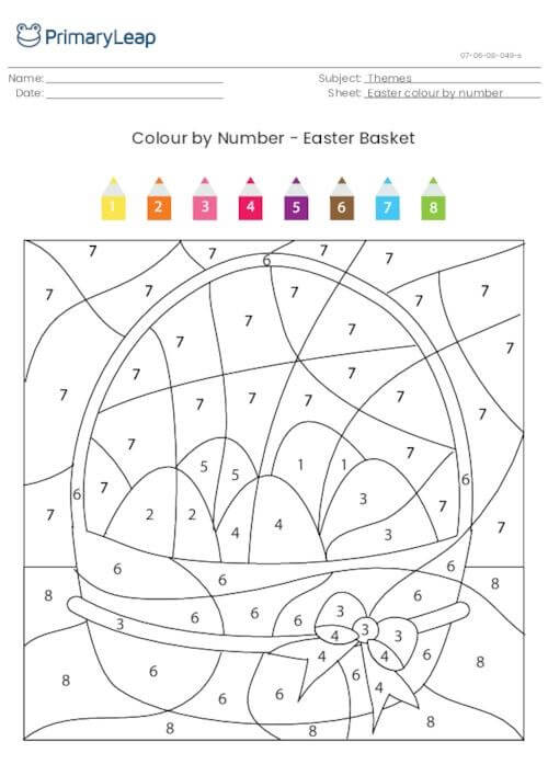 Nice Easter Basket Color By Number