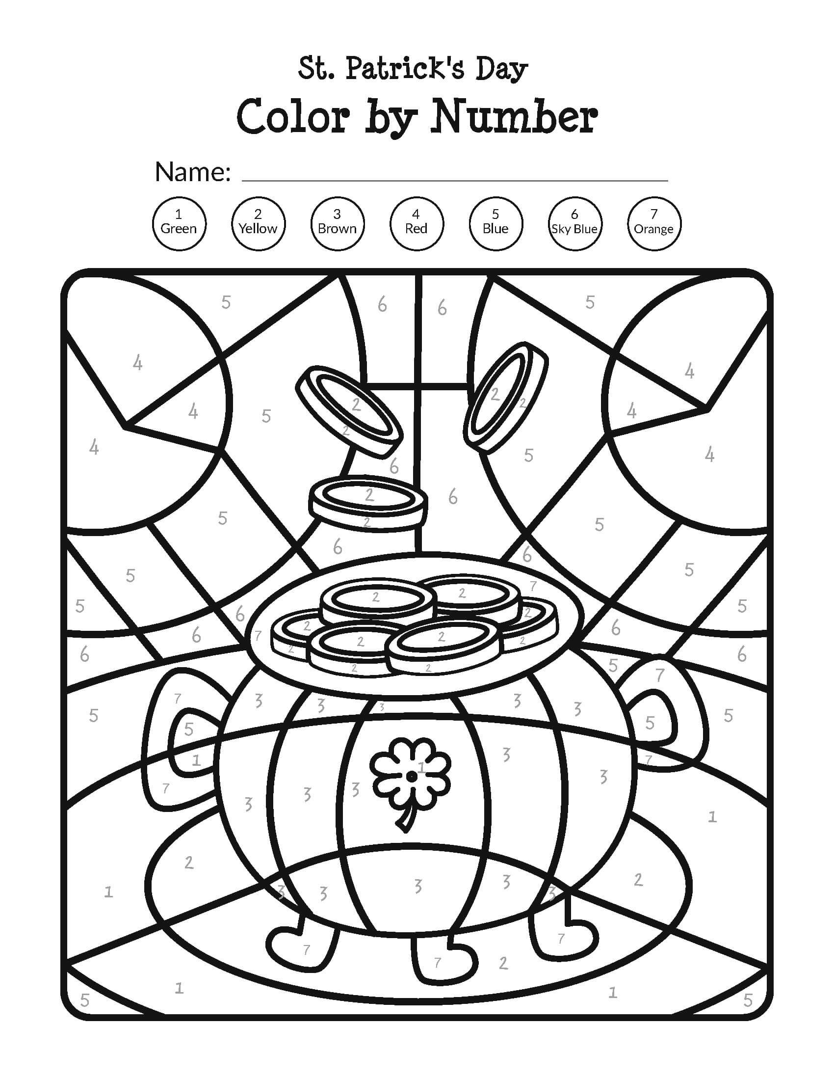St Patrick’s Day Color By Number