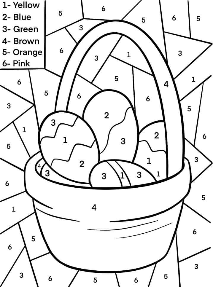 Simple Easter Basket Color By Number