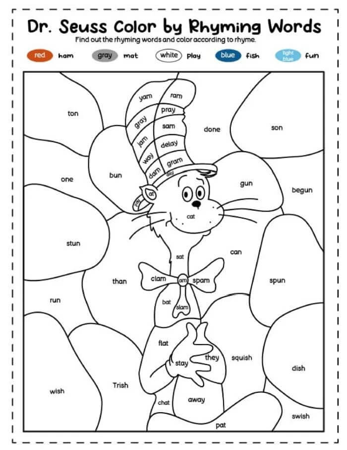 Smiling Cat In The Hat Color By Number
