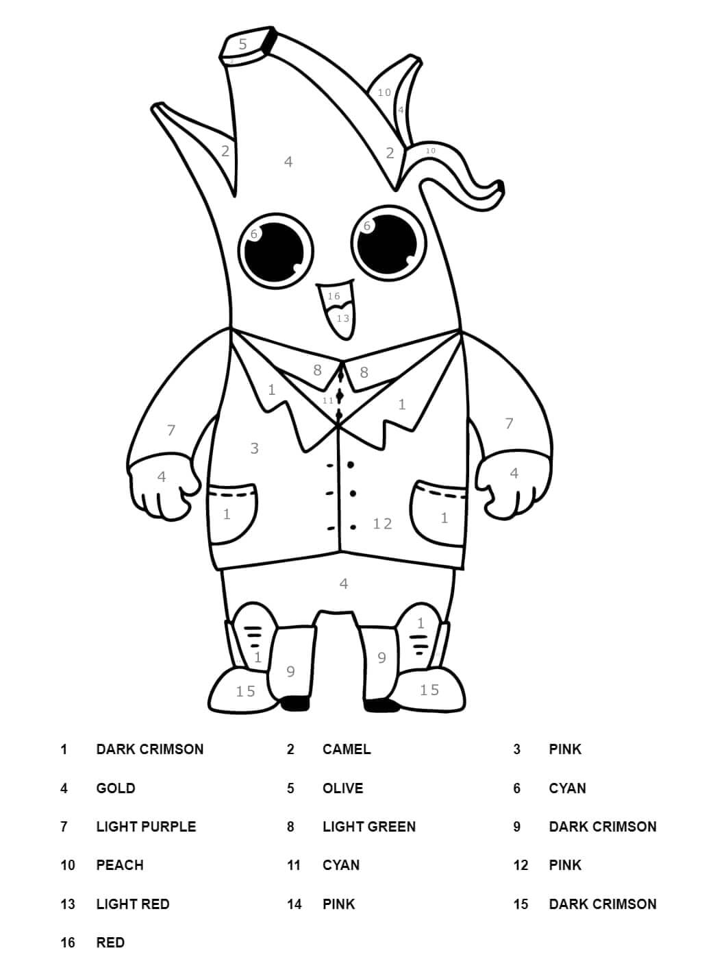 Cute Character From Fortnite Color By Number