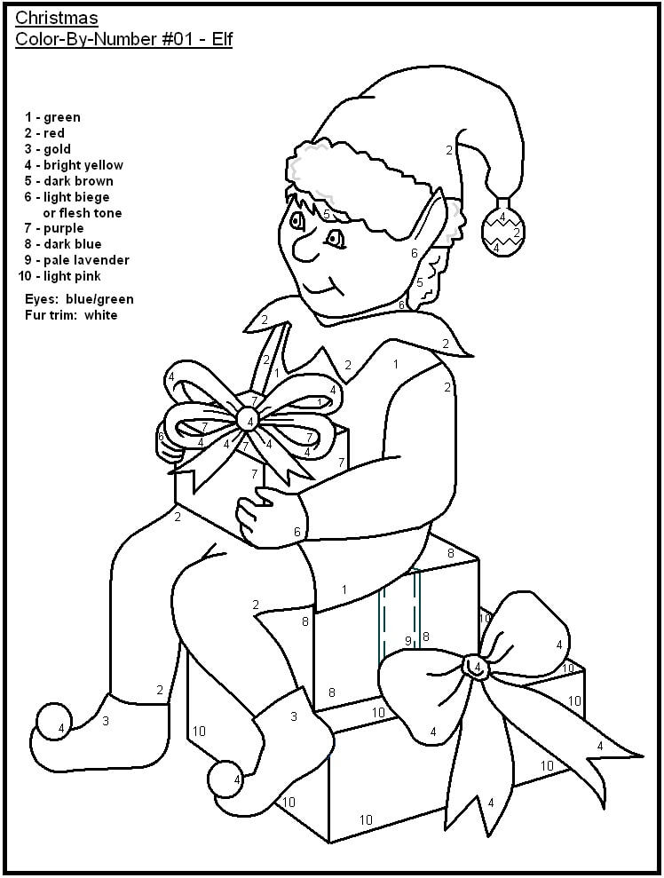 Elf On The Shelf With Giftboxes Color By Number