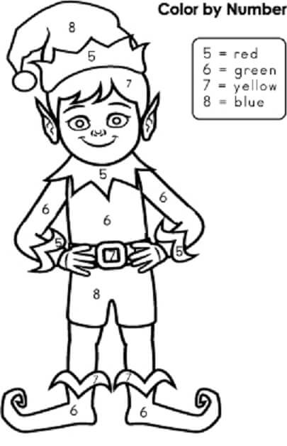 Elf Standing Color By Number