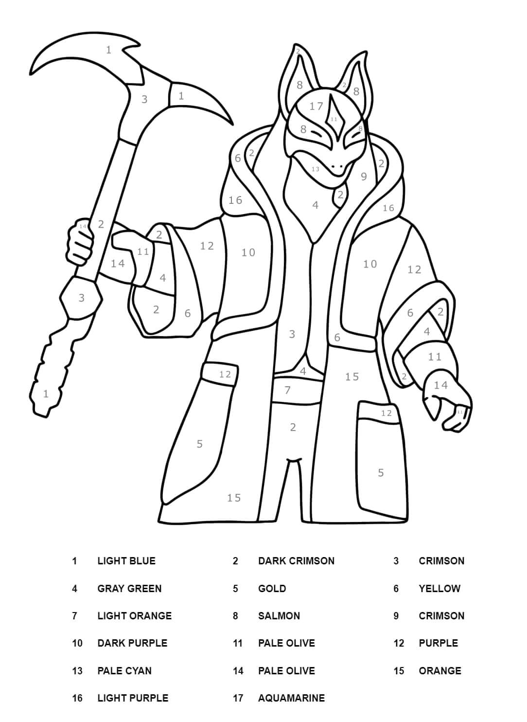 Good Character From Fortnite Color By Number