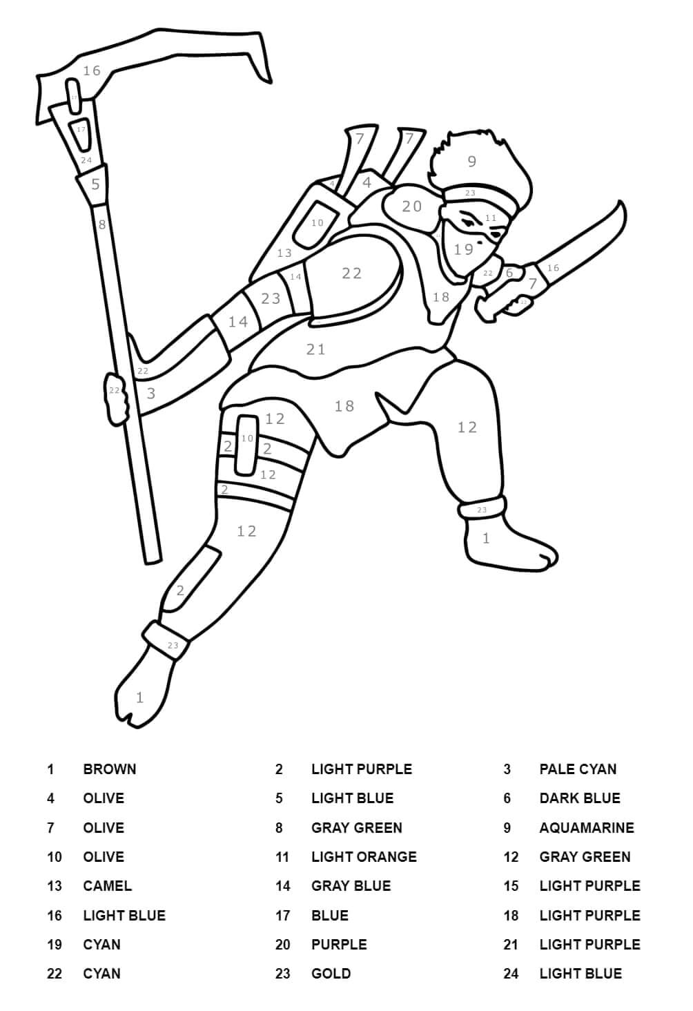 Great Character From Fortnite Color By Number
